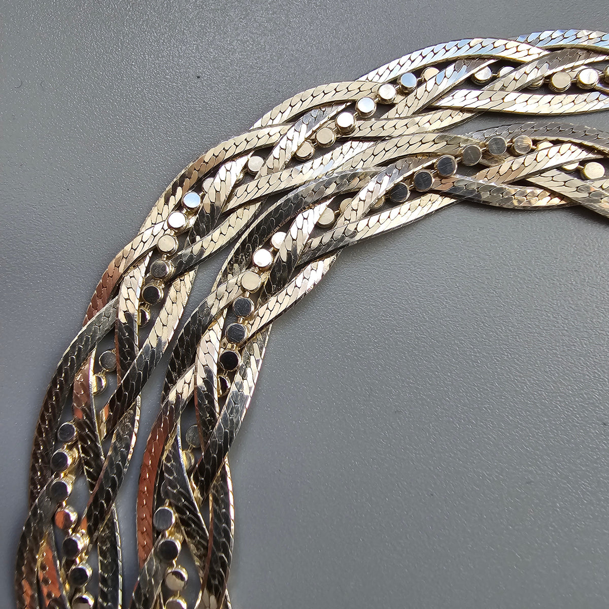 Sterling Silver Braided Woven Herringbone Collar Necklace