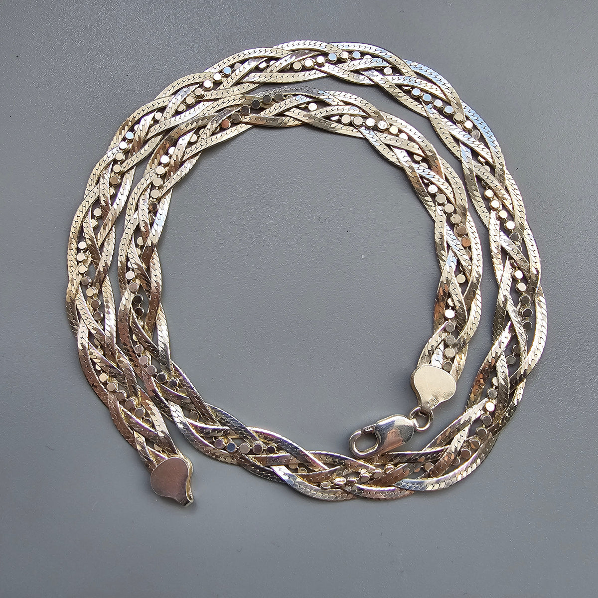 Sterling Silver Braided Woven Herringbone Collar Necklace