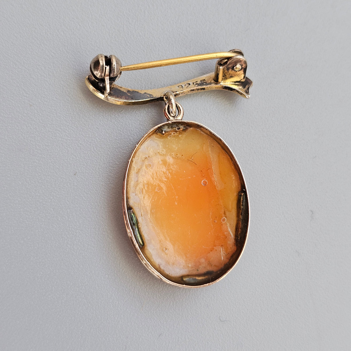 Antique Vintage Danish Gold Plated Silver Cameo Brooch