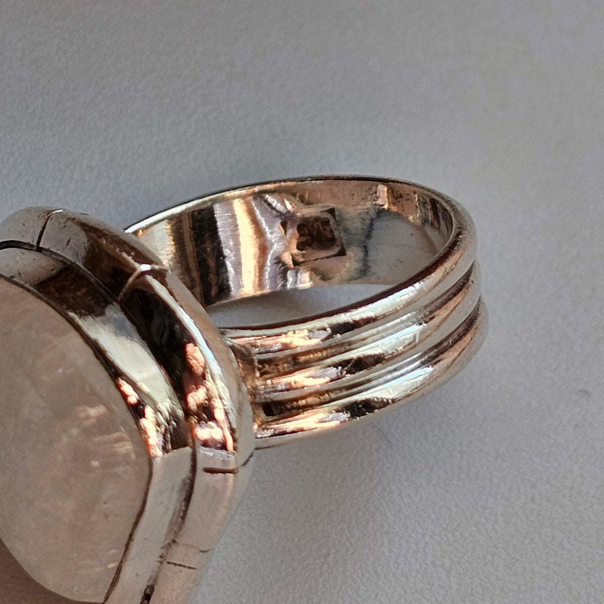 Large Rainbow Moonstone Sterling Silver Statement Ring