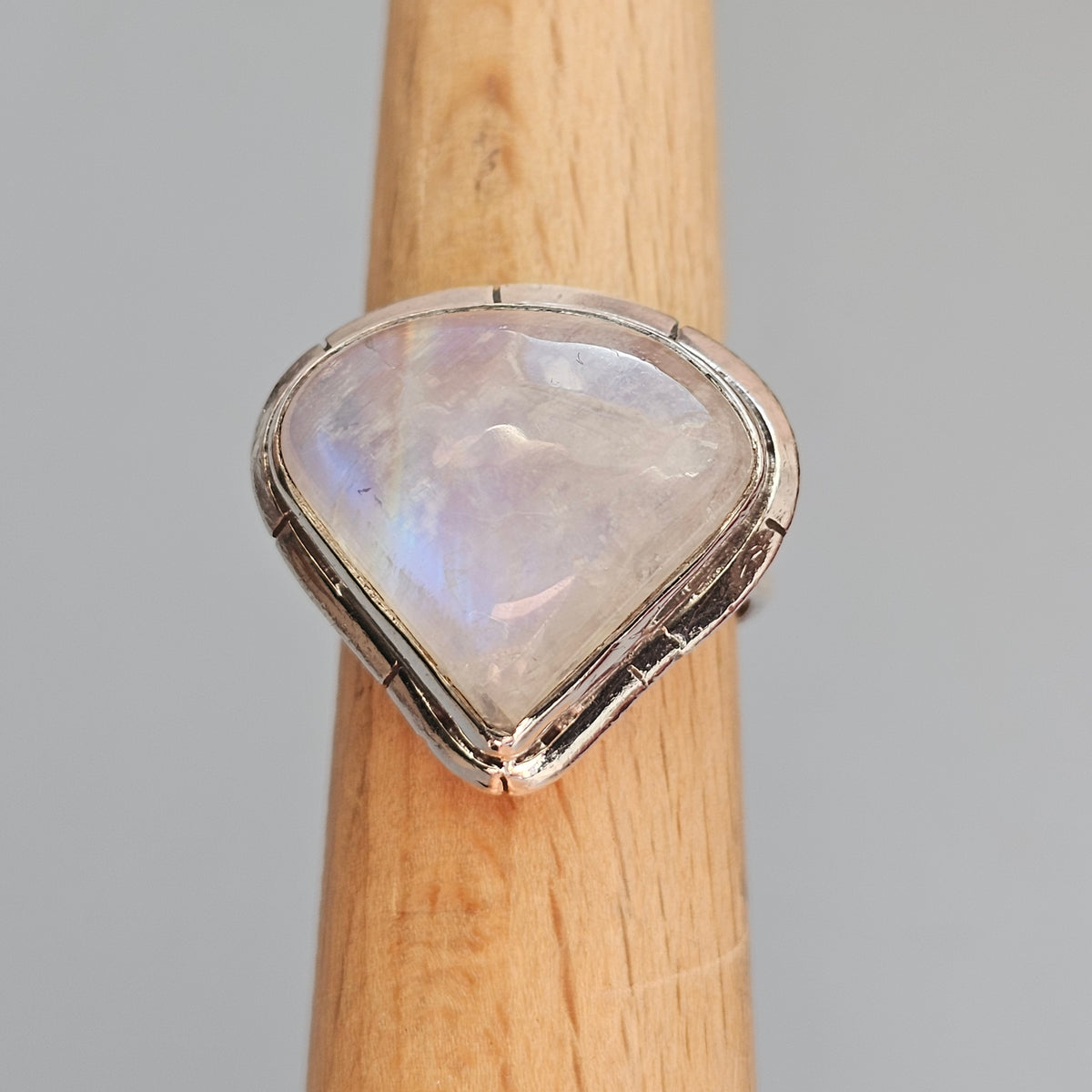 Large Rainbow Moonstone Sterling Silver Statement Ring