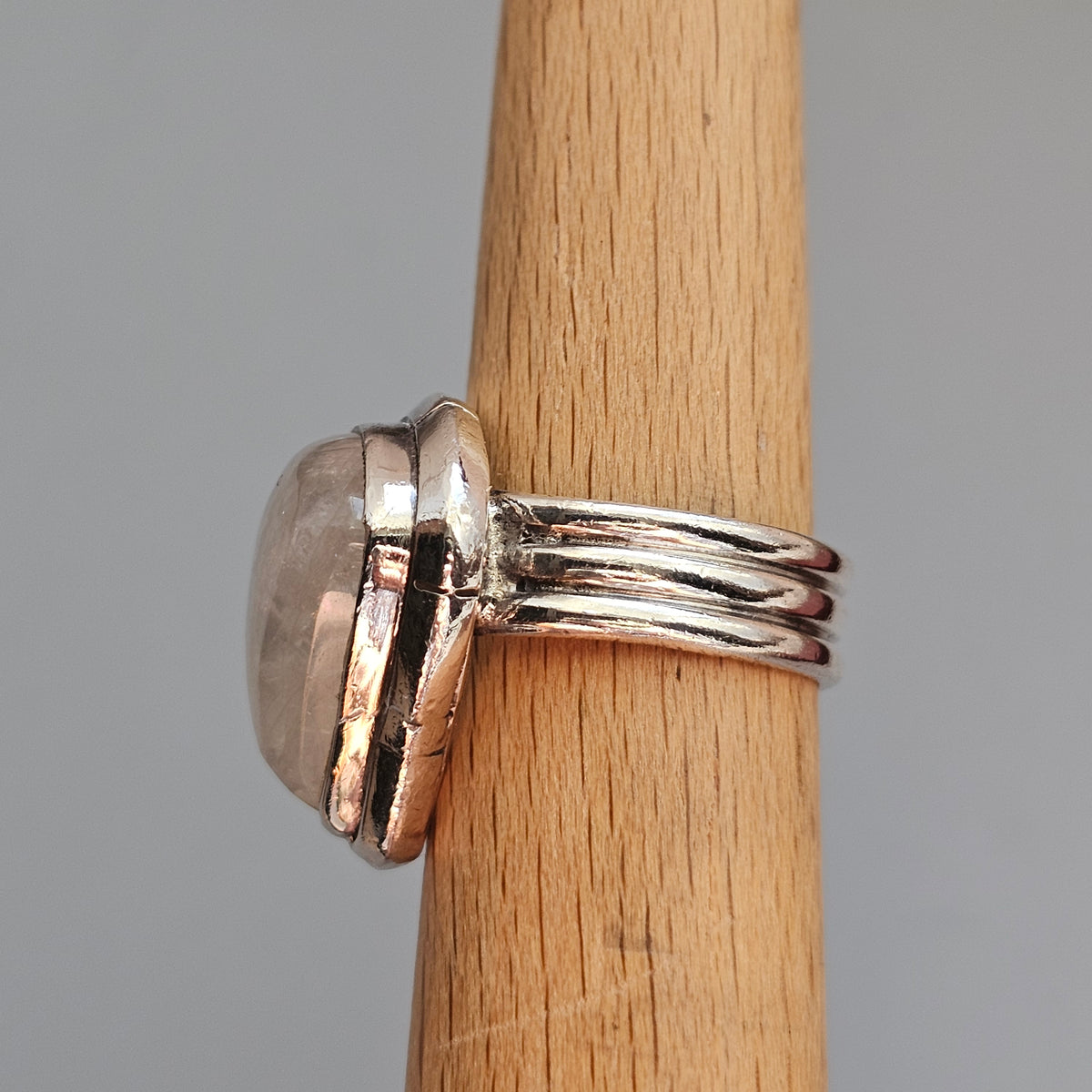 Large Rainbow Moonstone Sterling Silver Statement Ring