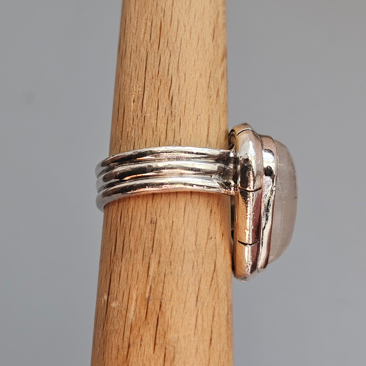 Large Rainbow Moonstone Sterling Silver Statement Ring
