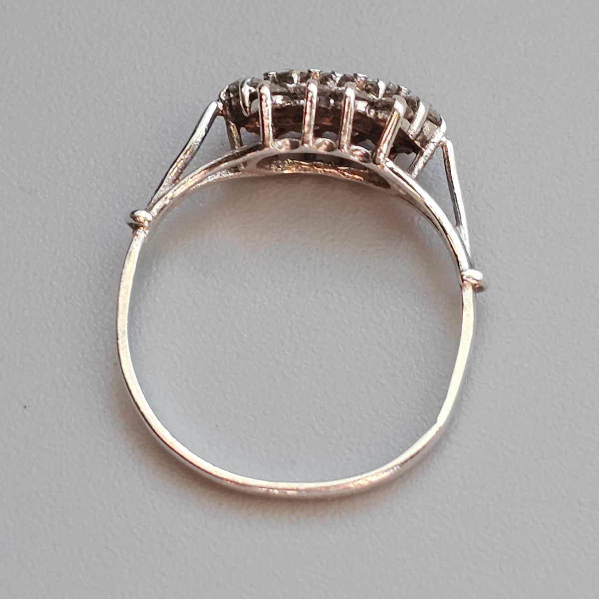 Vintage 1980s Sterling Silver Clear Stone Cluster Ring