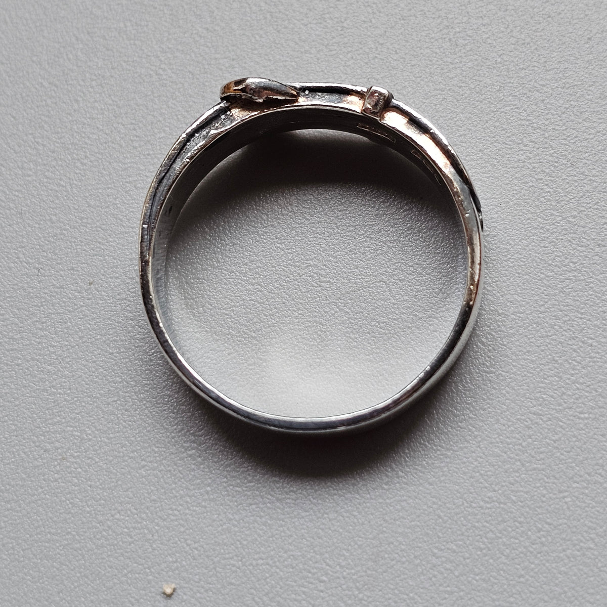 Vintage 1980s Sterling Silver Victorian Revival Buckle Ring 1984