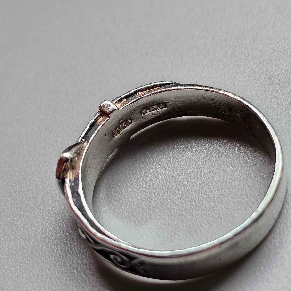 Vintage 1980s Sterling Silver Victorian Revival Buckle Ring 1984