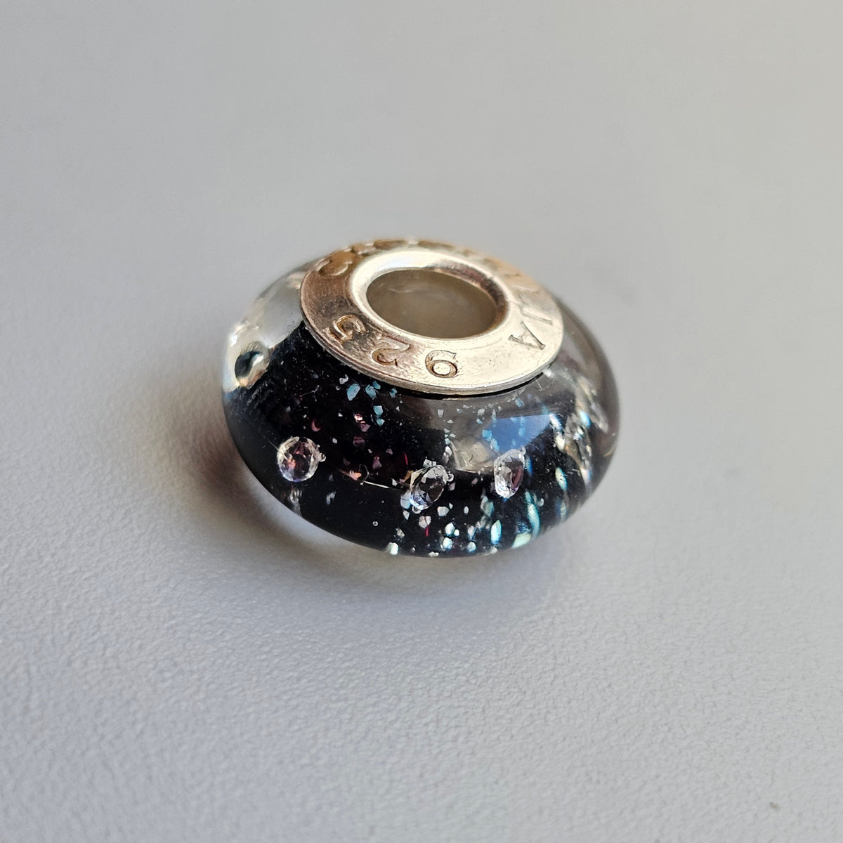 Chamilia Black Shine Radiance Murano Glass Sterling Silver Charm