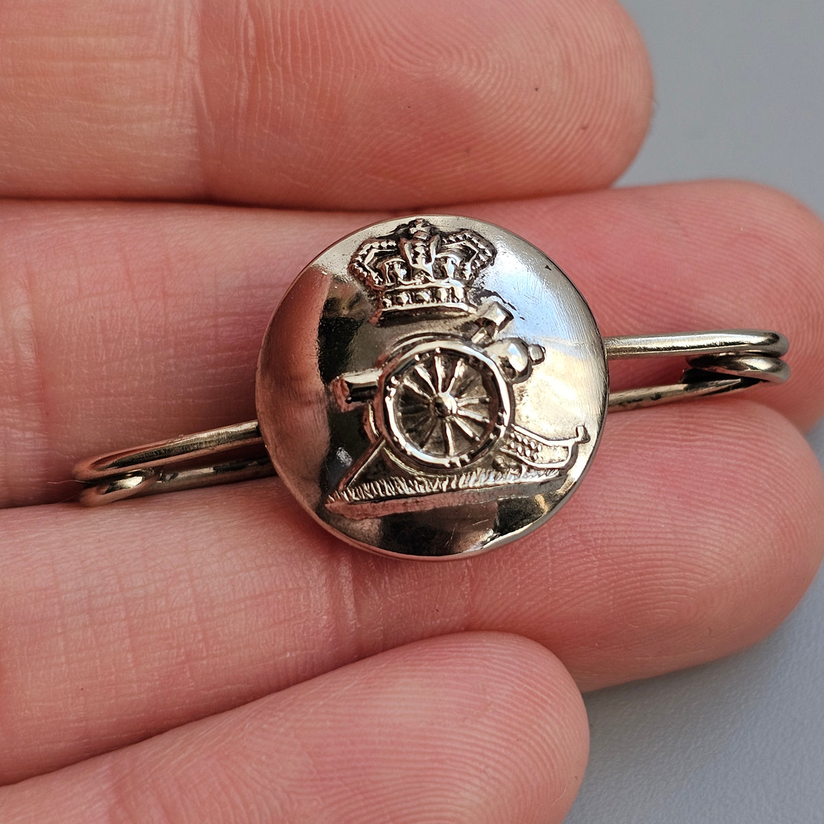 Antique Victorian Royal Artillery Volunteer Button Sweetheart Brooch