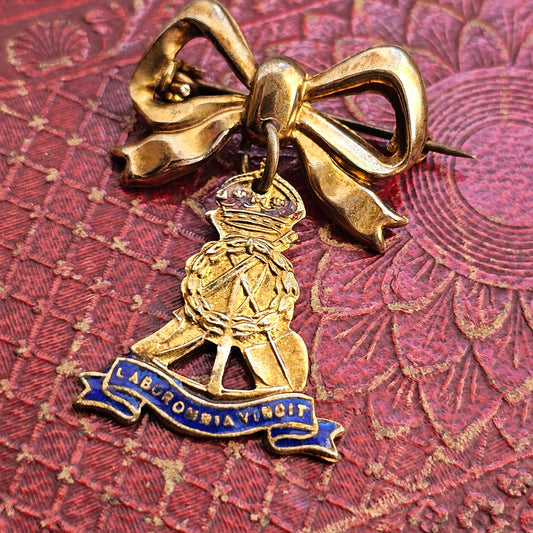 Vintage WW2 1940s Pioneer Corps Sweetheart Brooch Labor Omnia Vincit