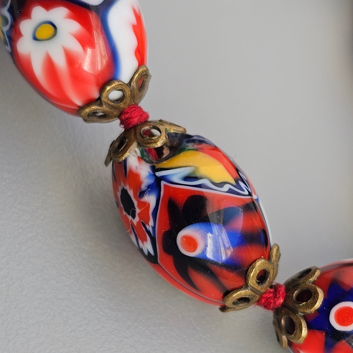 Vintage Venetian Murano Millefiori Glass Graduated Bead Necklace
