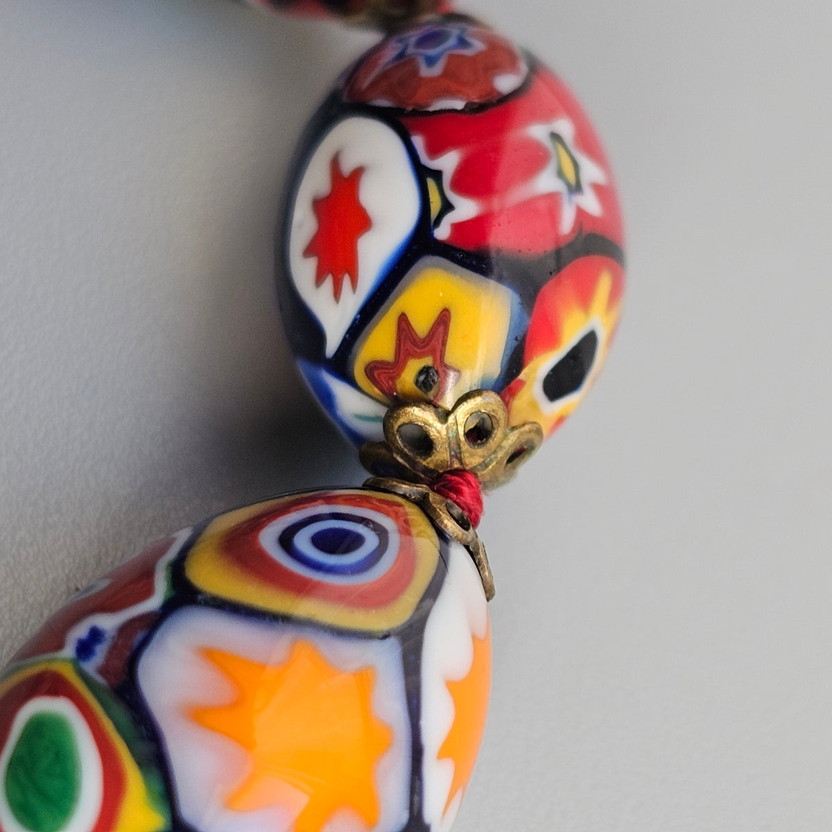 Vintage Venetian Murano Millefiori Glass Graduated Bead Necklace