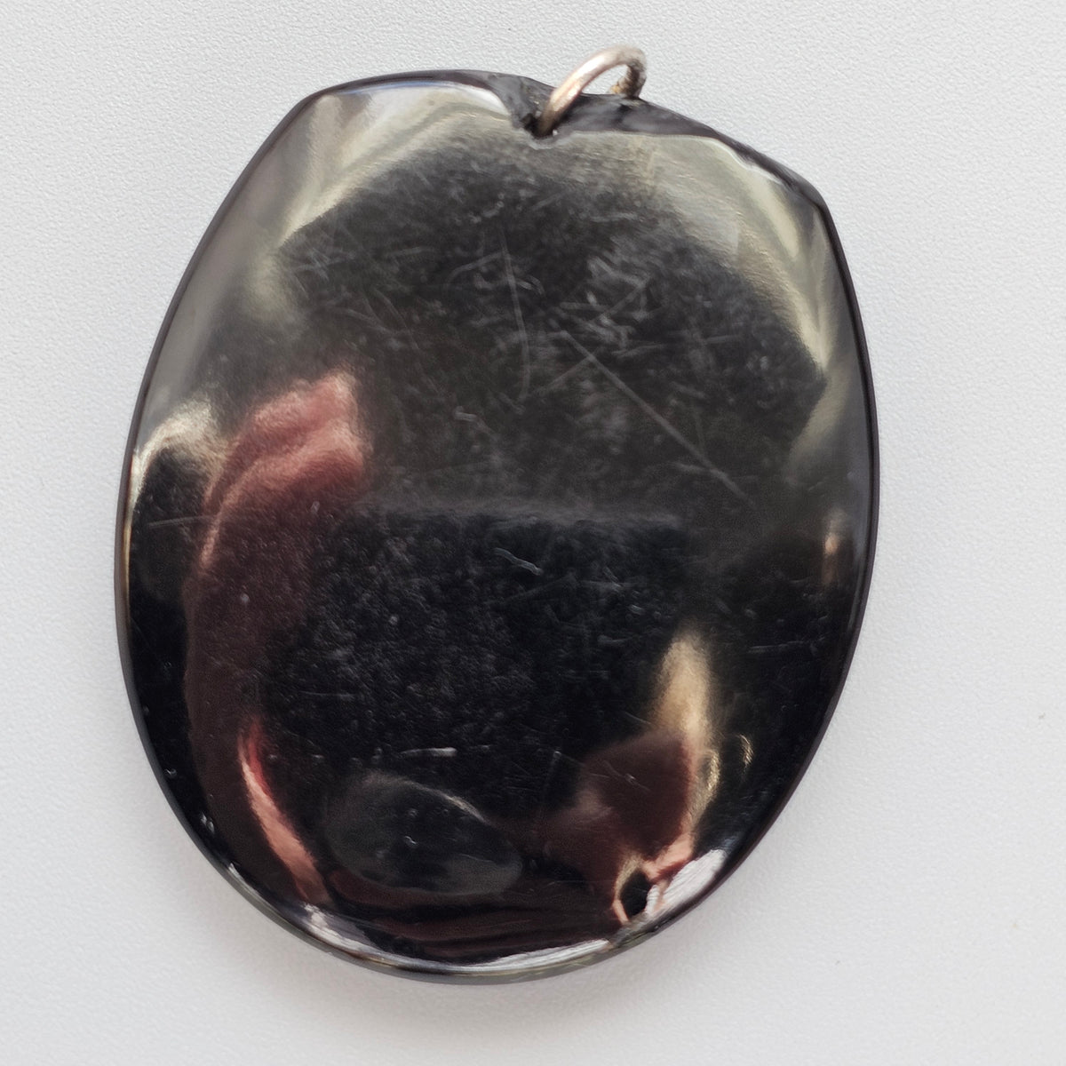 Antique Victorian Whitby Jet Carved Shell Cameo Pendant