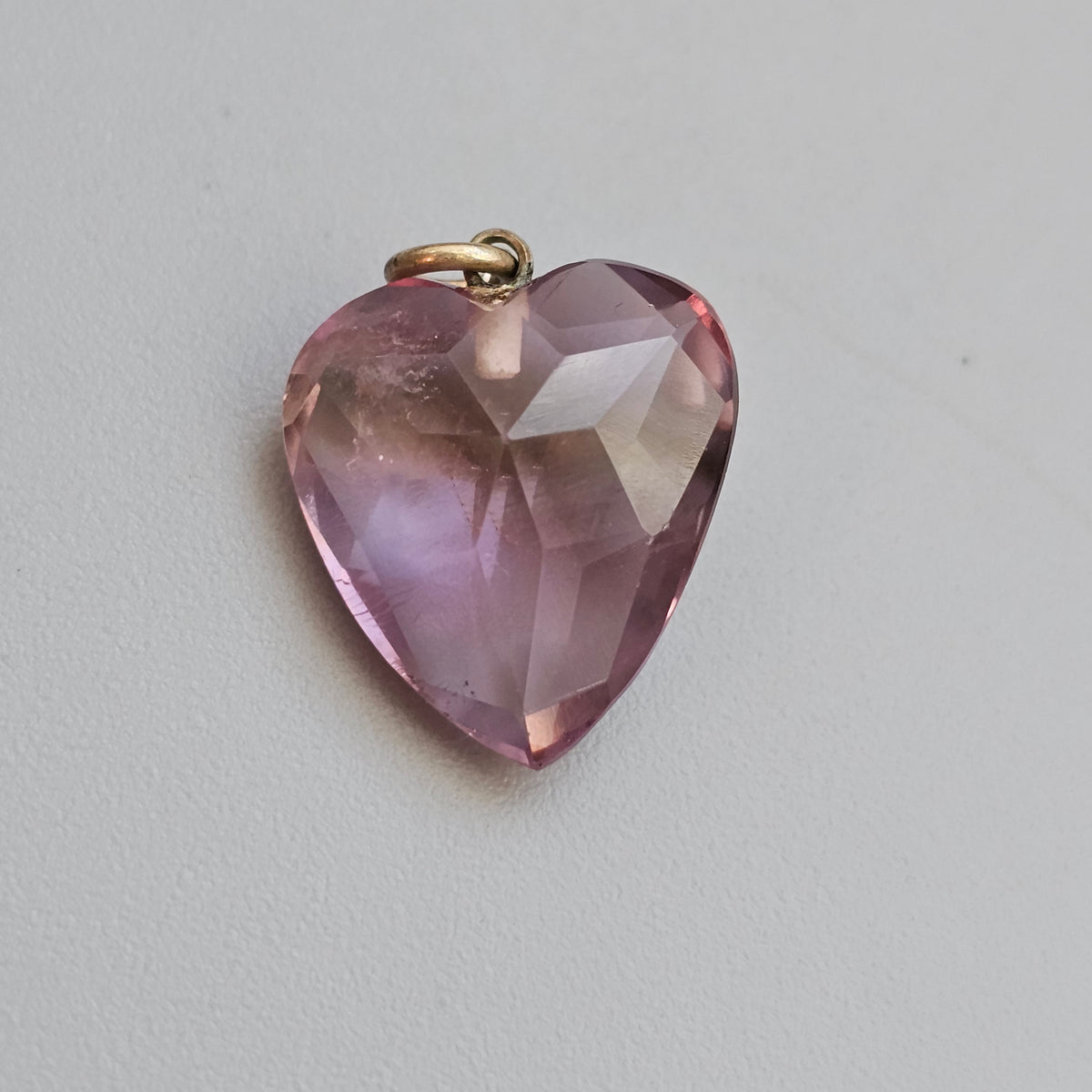 Antique Faceted Amethyst Heart Charm Pendant