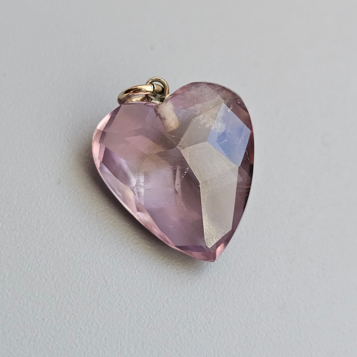 Antique Faceted Amethyst Heart Charm Pendant