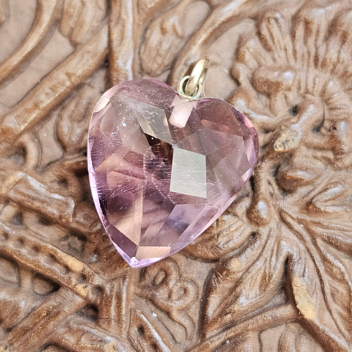 Antique Faceted Amethyst Heart Charm Pendant