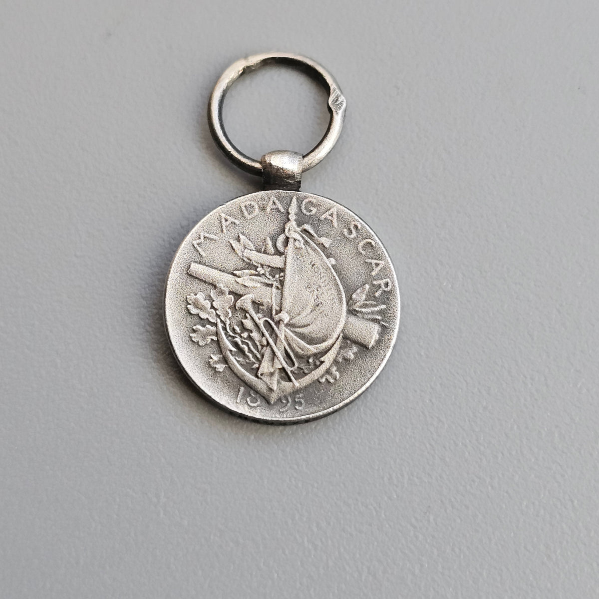 Antique 1890s French Madagascar Second Expedition Miniature Silver Medal