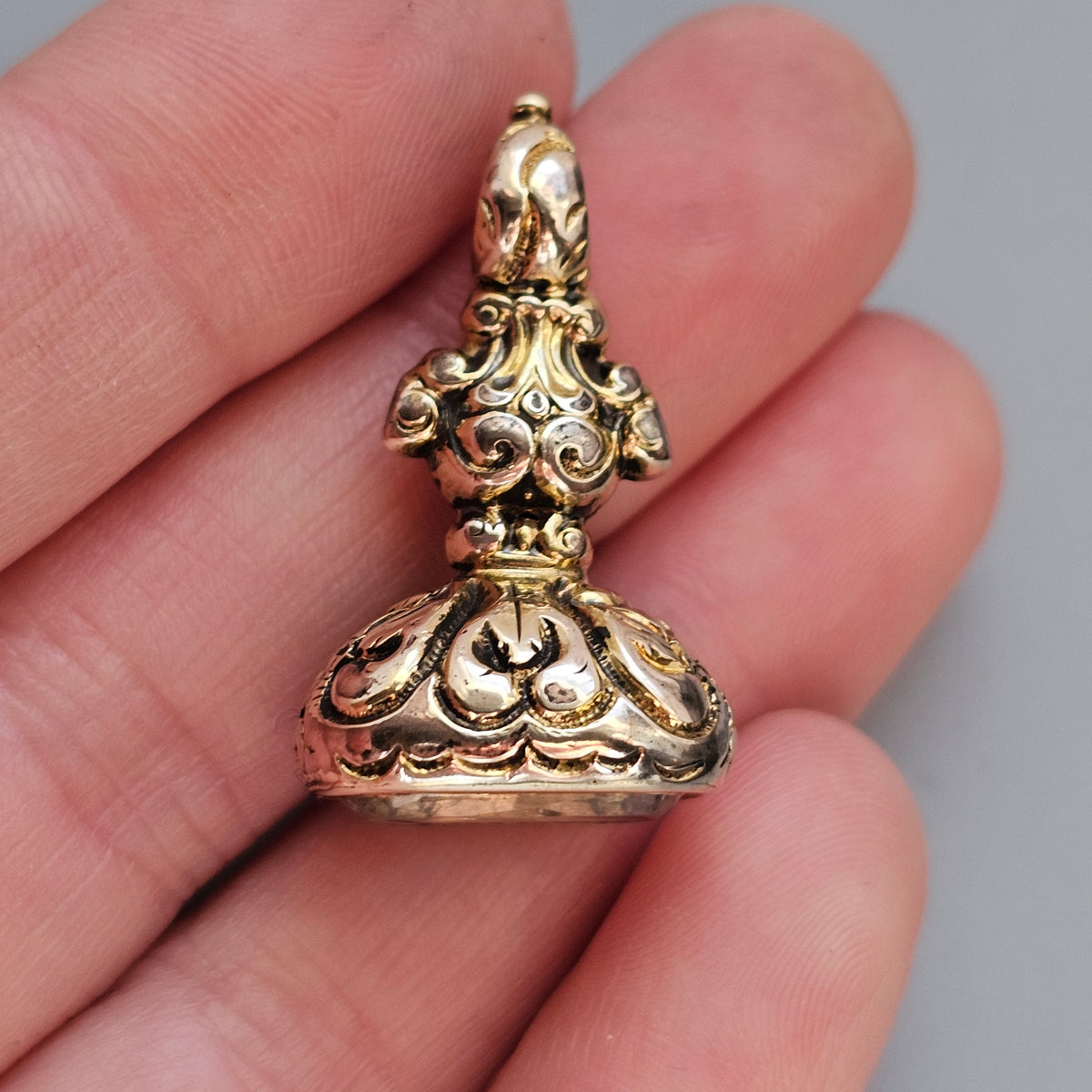 Antique Victorian Gilt Metal Quartz Intaglio Fob Seal 'Jannette'