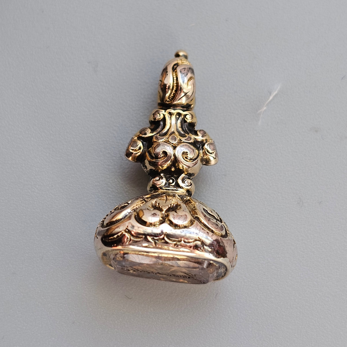 Antique Victorian Gilt Metal Quartz Intaglio Fob Seal 'Jannette'
