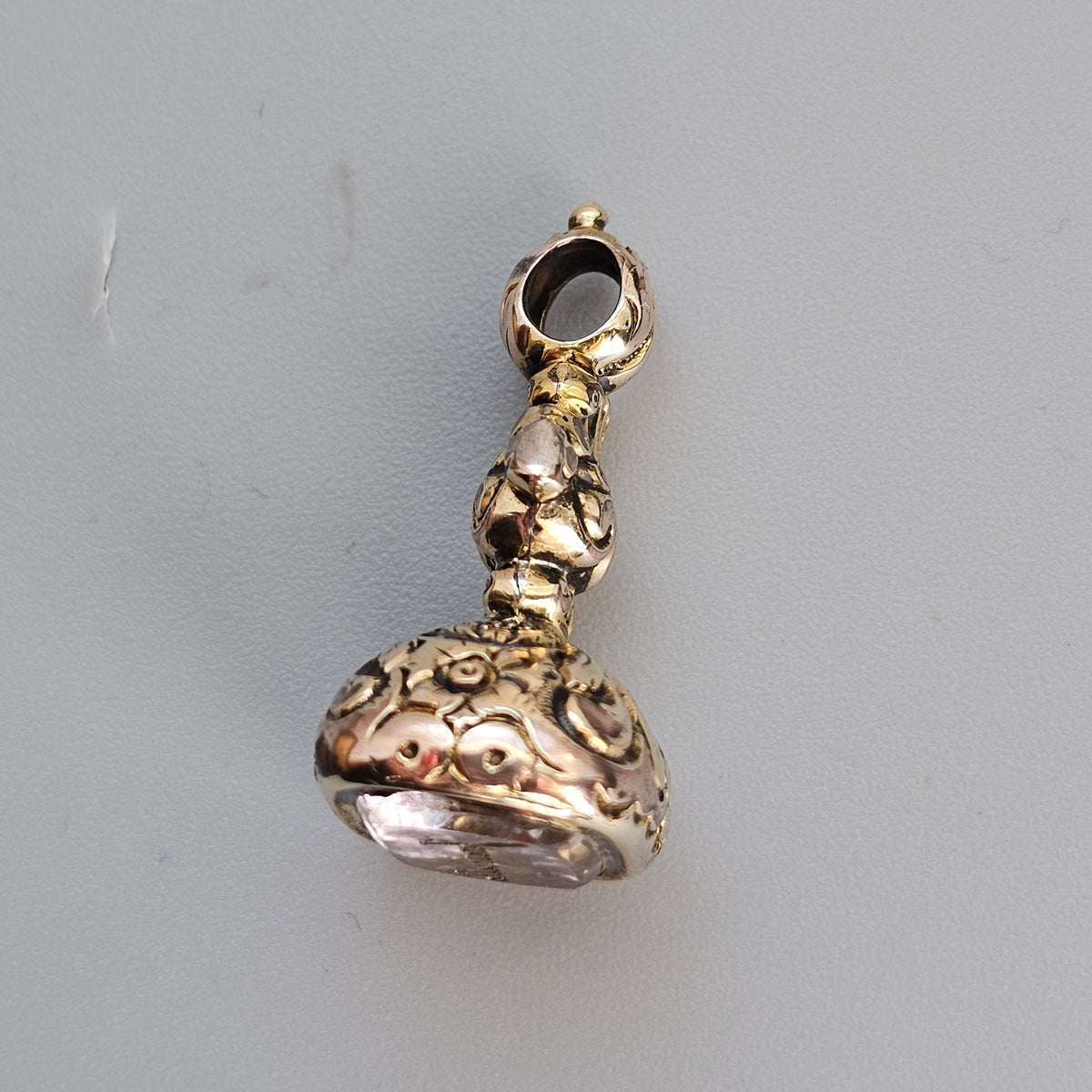 Antique Victorian Gilt Metal Quartz Intaglio Fob Seal 'Jannette'