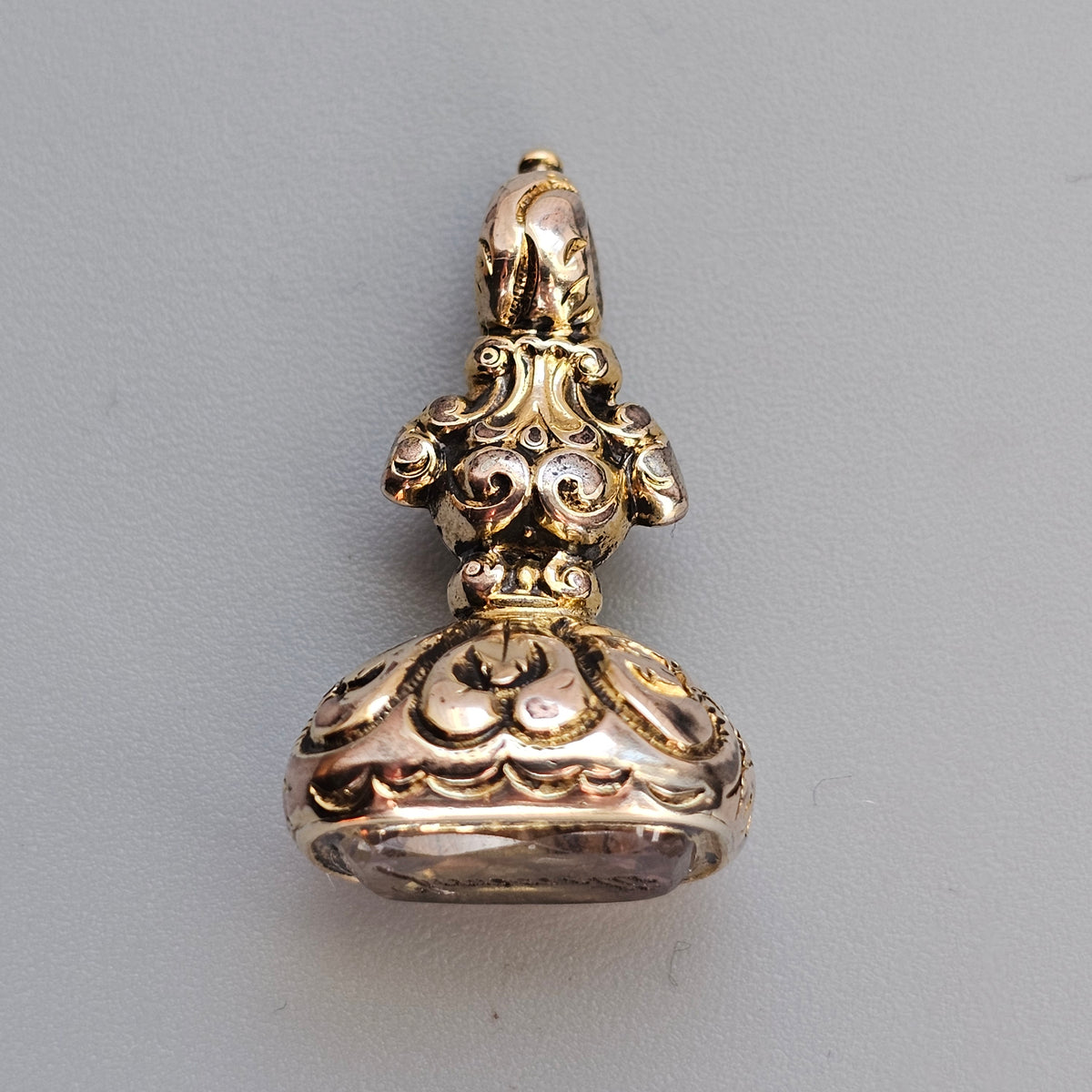 Antique Victorian Gilt Metal Quartz Intaglio Fob Seal 'Jannette'