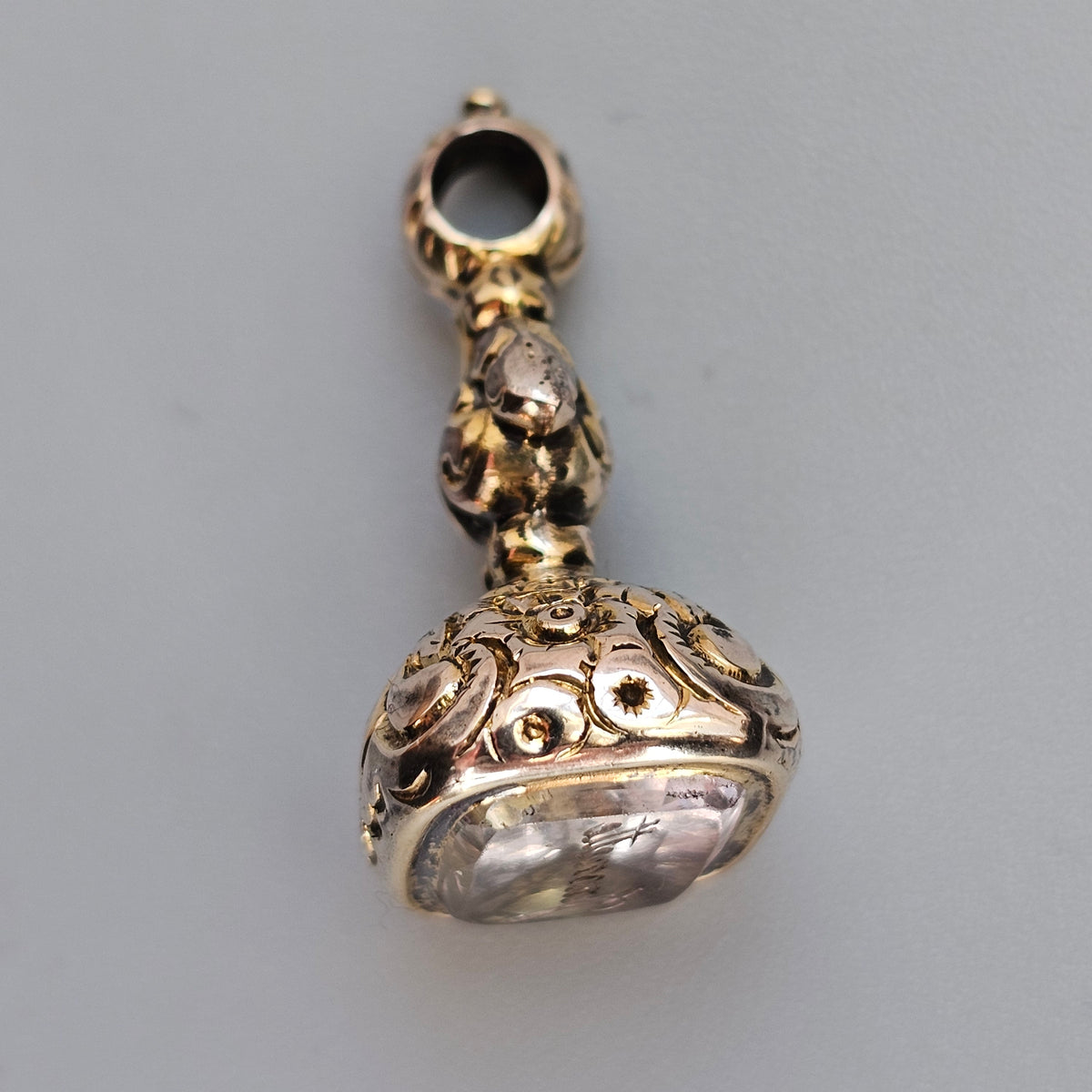 Antique Victorian Gilt Metal Quartz Intaglio Fob Seal 'Jannette'
