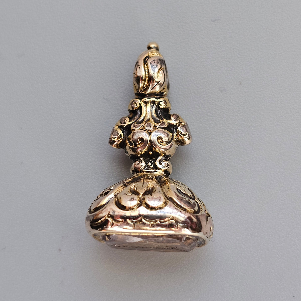 Antique Victorian Gilt Metal Quartz Intaglio Fob Seal 'Jannette'