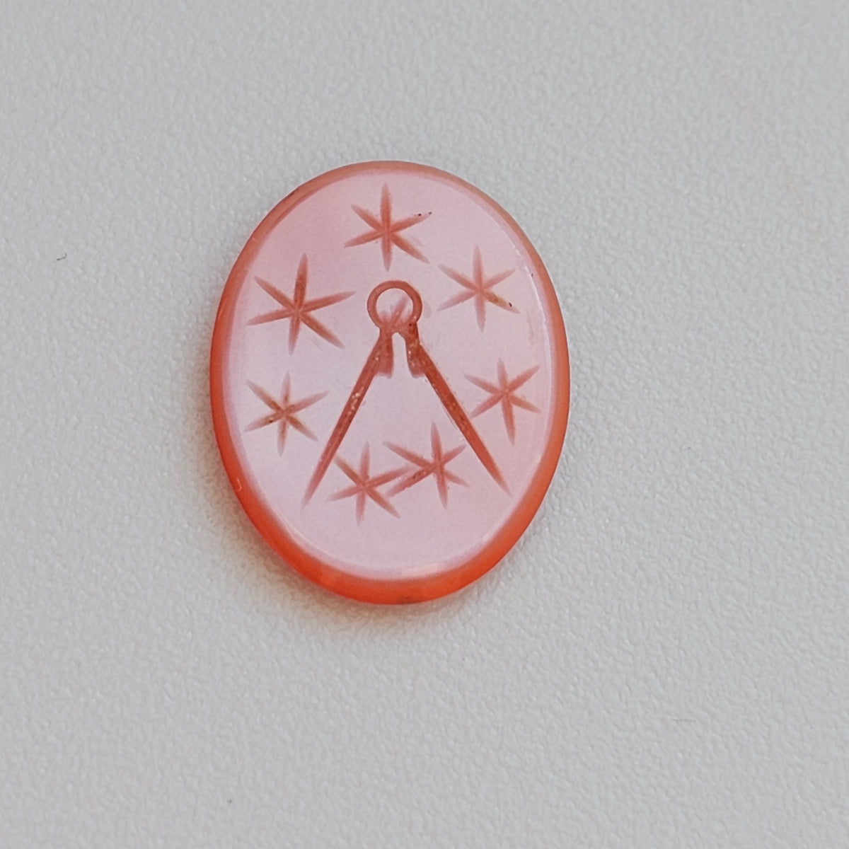 Antique Loose Carnelian Agate Compass and Stars Intaglio Seal Stone