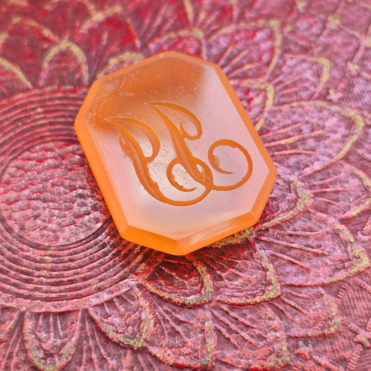 Antique Loose Carnelian JJ Monogram Intaglio Seal Stone