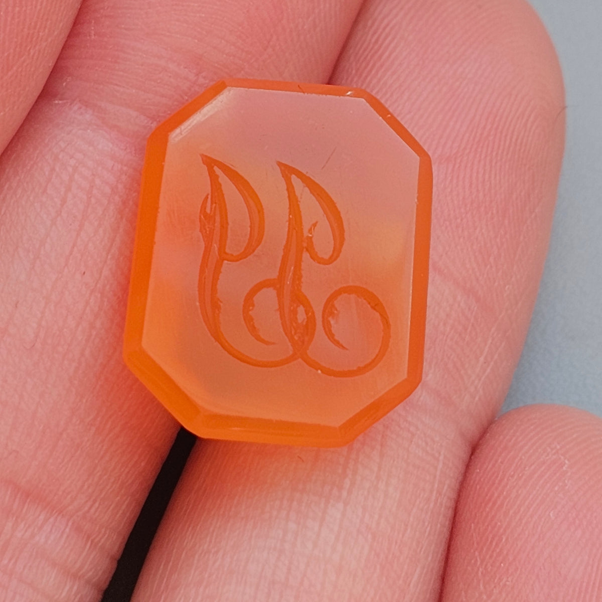 Antique Loose Carnelian JJ Monogram Intaglio Seal Stone