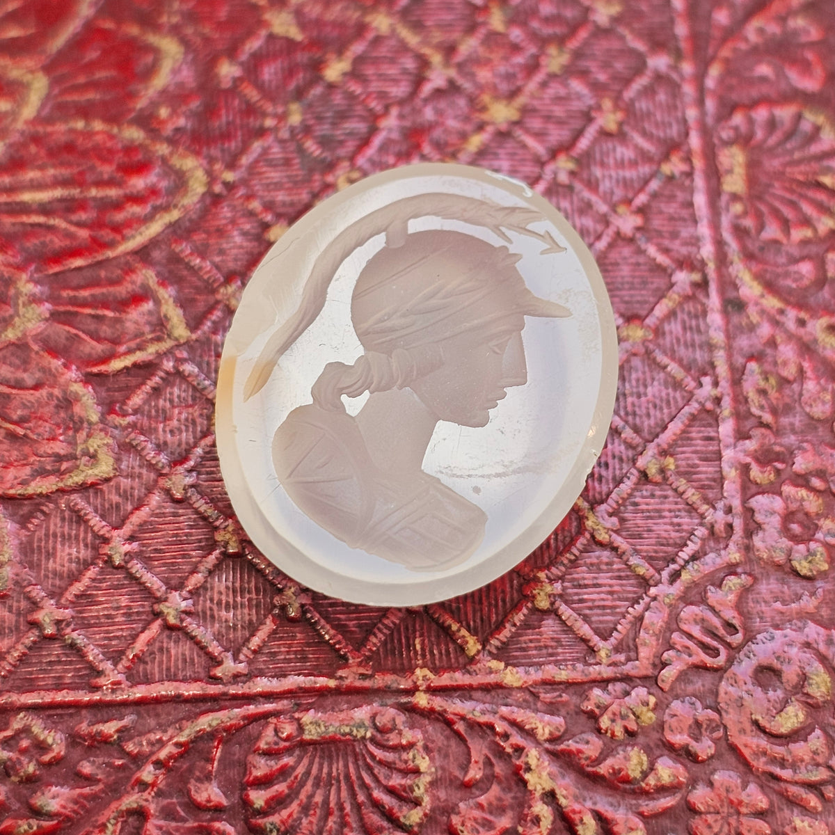Antique Loose Agate Roman Soldier Intaglio Seal Stone Damaged