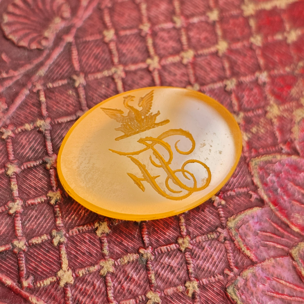 Antique Loose Agate Heraldic Bird Crest Monogram Intaglio Seal Stone