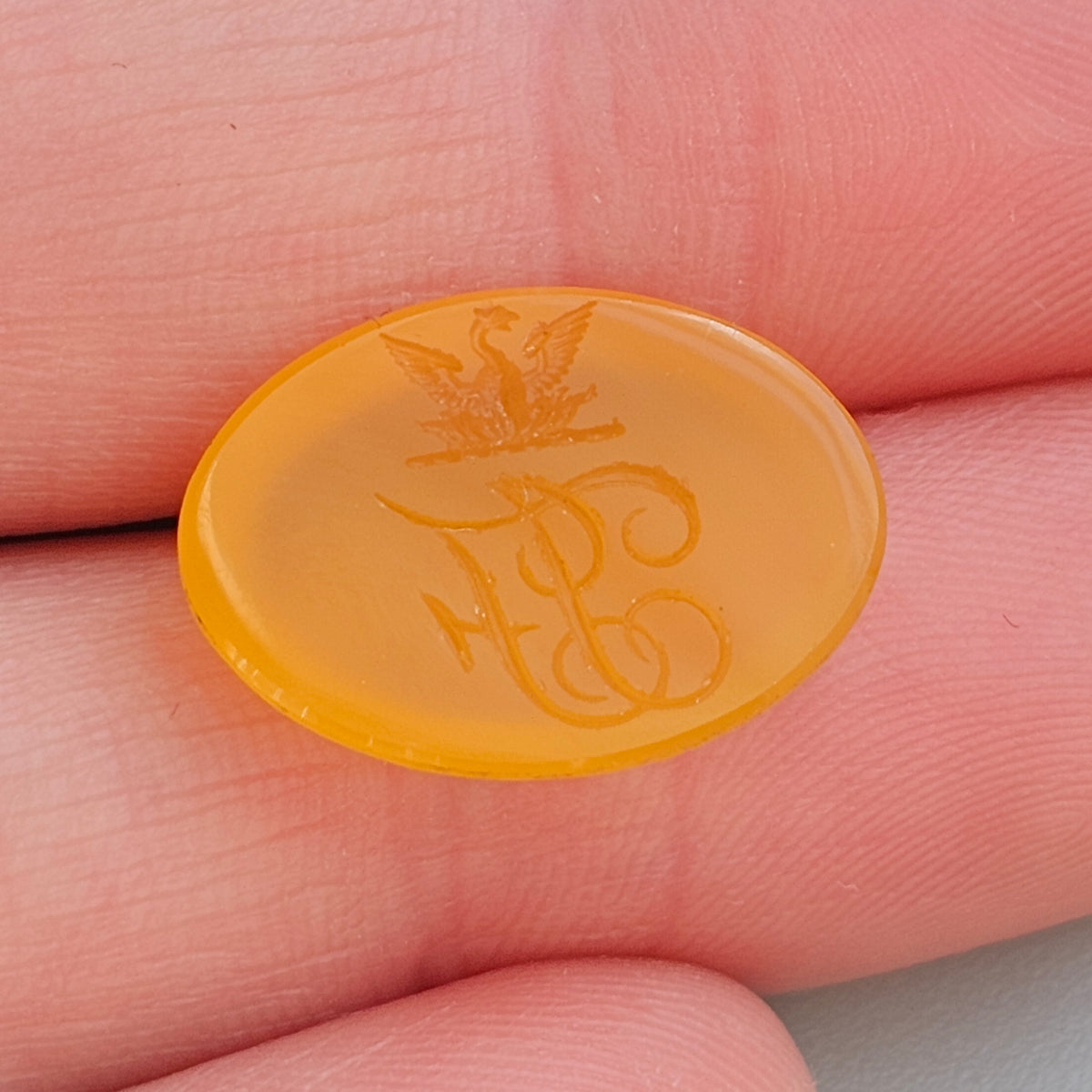 Antique Loose Agate Heraldic Bird Crest Monogram Intaglio Seal Stone