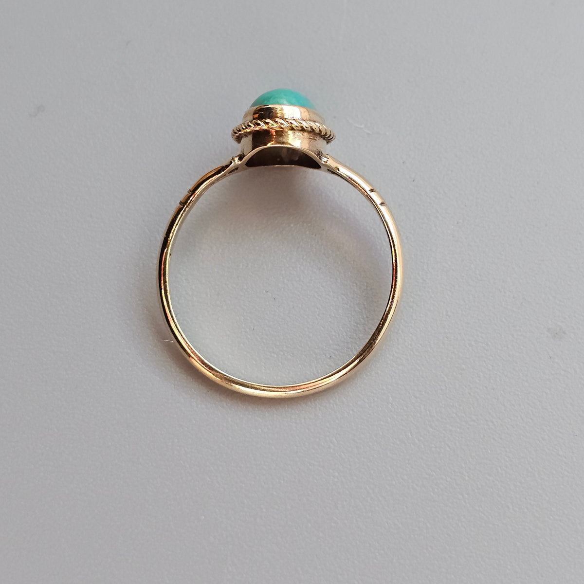 Vintage 1980s 9ct Gold Turquoise Cabochon Ring 1988