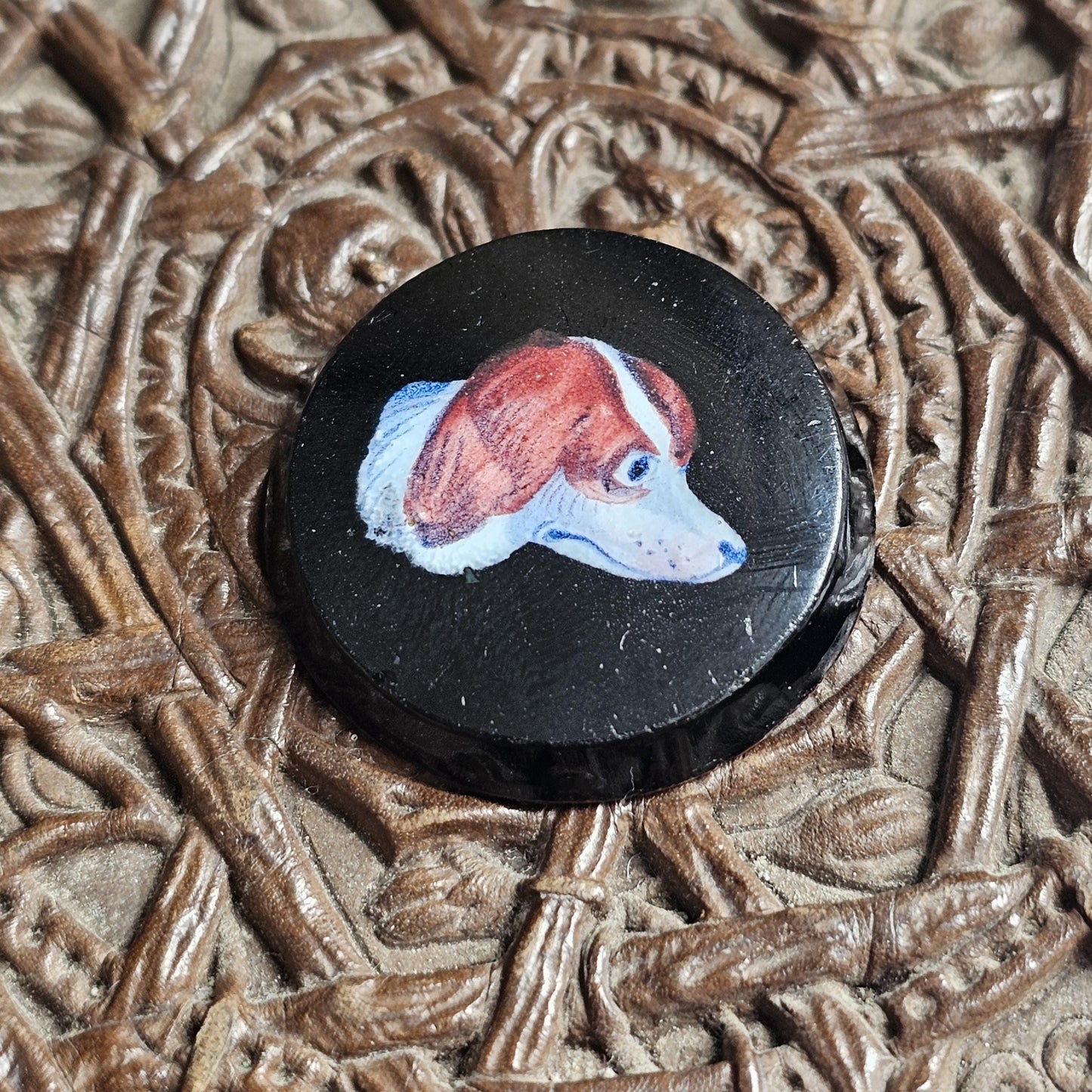 Antique Edwardian Glass Spaniel Portrait Cabochon – Victorian Jewelry Salvage